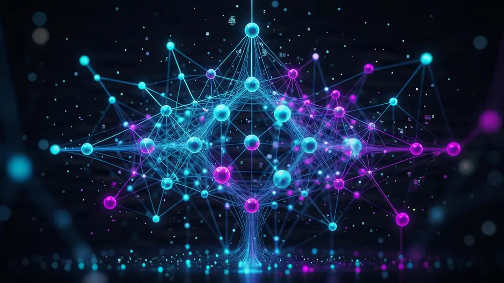 Artificial Intelligence and Machine Learning concept with neural network visualization