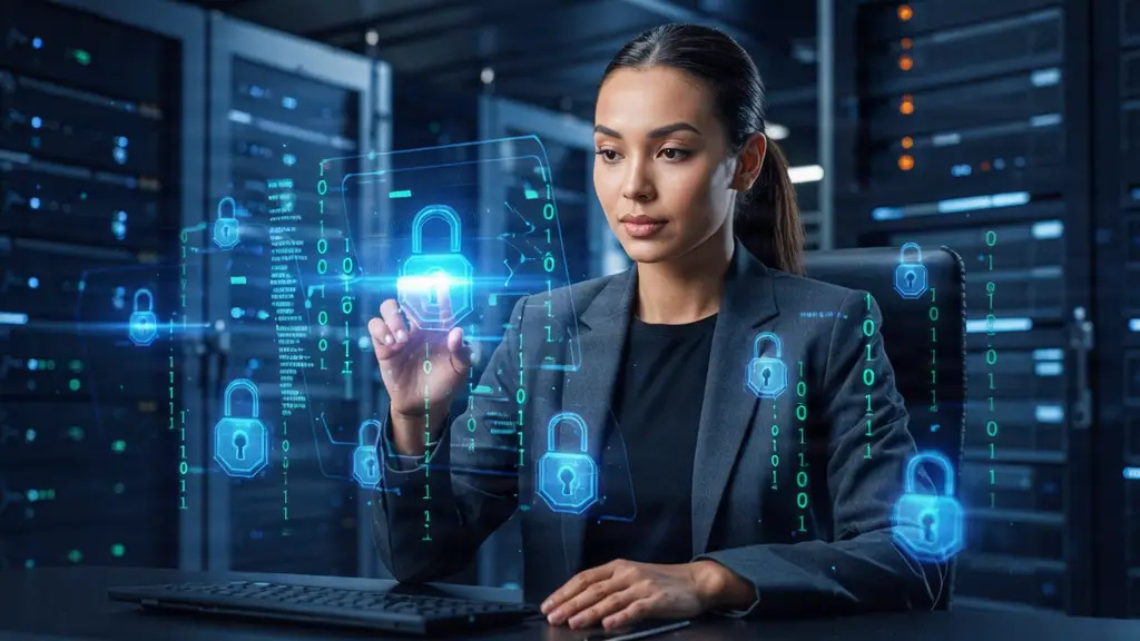 Cybersecurity and cryptography concept with digital locks and networks